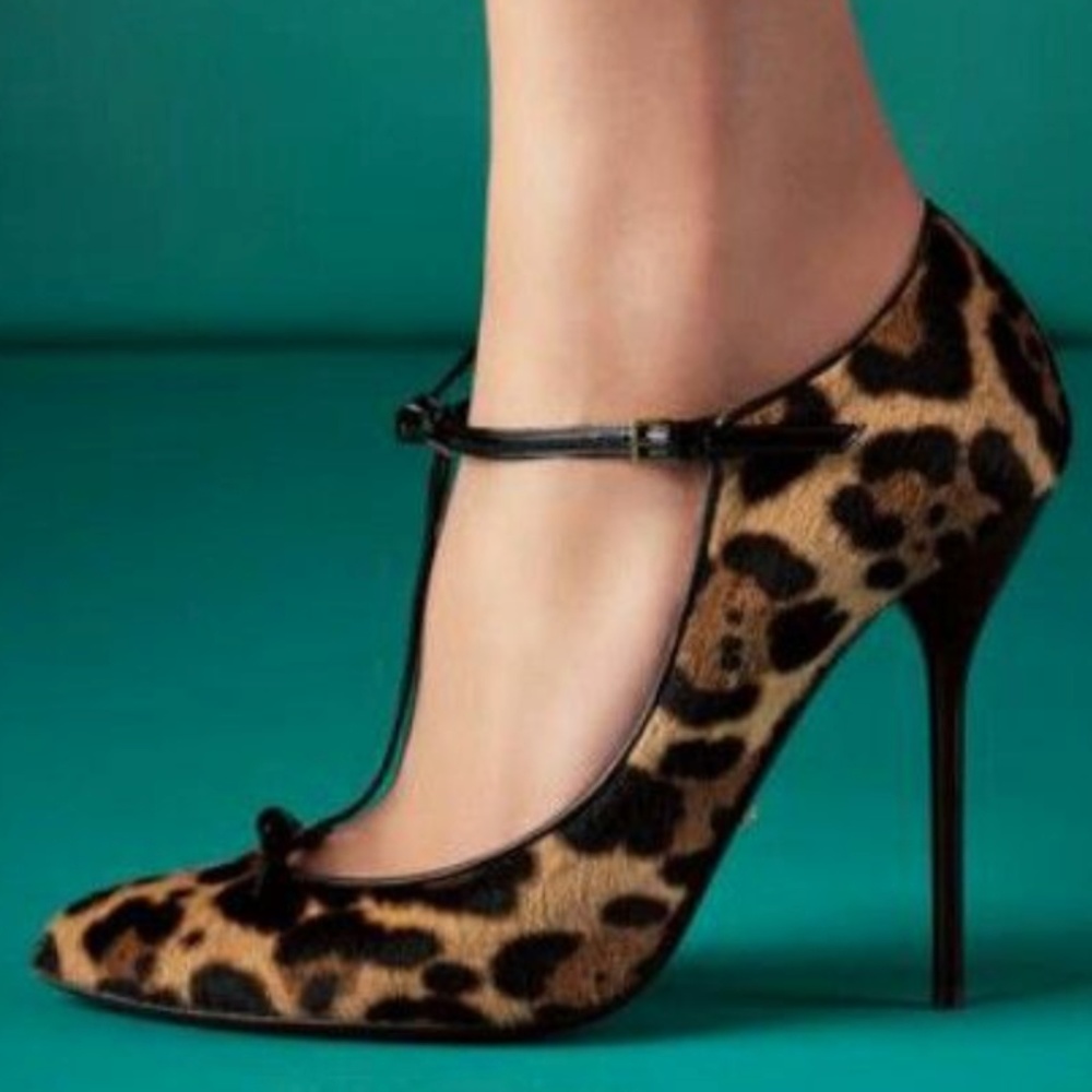 Authentic Gucci "Beverly" Leopard Mary Jane Heels